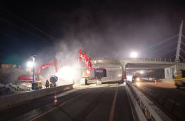 Démolition de l'ouvrage dans la nuit du 23 au 24 octobre. (Crédits : Citec)