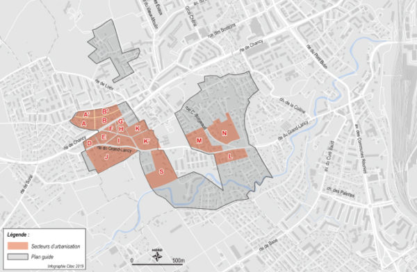 Citec_bilan_carbone_mobilité_climat_Onex Légende : Périmètre du plan guide d’Onex et secteurs d'urbanisations
