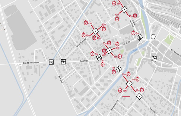 Citec_modelisation-deplacements-réaménagement-carrefour-Yverdon-les-Bains-simulation-trafic Remontées de files aux carrefours HPM. Crédits : Citec