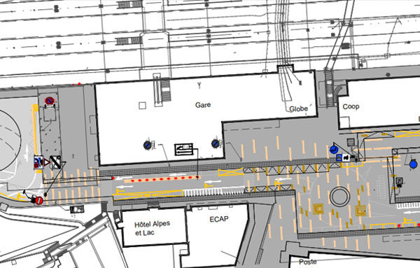 Citec-Neuchatel-plateau-gare-sud-requalification-circultion-mobilite-multimodale-v2 Extrait du plan de réaménagement du plateau de la gare sud. Crédits : Citec.