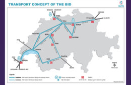 Concetto di trasporto per la candidatura svizzera a Women's EURO 2025. Créditi : Citec