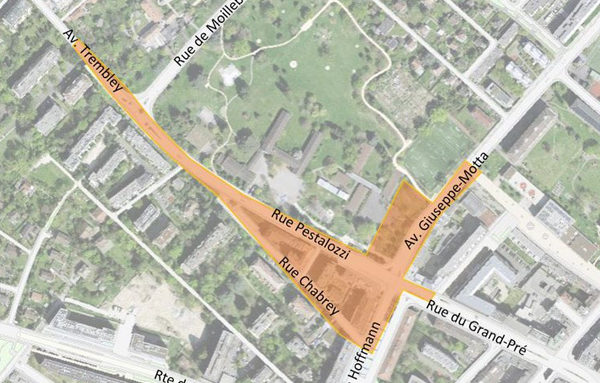 Citec-chantiers-urbains-Pestalozzi-reseaux Périmètre des travaux. Crédits : Citec