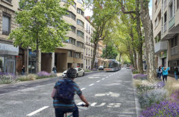 Le projet BHNS Part-Dieu - 7 Chemins, Avenue Félix Faure. Crédits : FOLIA Urbanisme Paysage Architecture