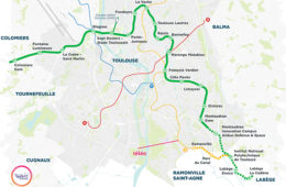 Extrait du tracé de la Ligne C du métro de Toulouse. Crédits : Tisséo Ingénierie et Toulouse Métropole