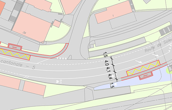 Citec-etude-faisabilite-deviation-ligne-107-Neuchatel-Saint-Blaise Piano di inserimento di nuove fermate dei bus. Credito: Citec
