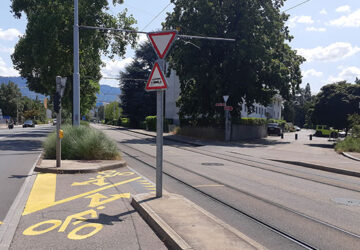 Aménagement cyclable, Grand Lancy. Crédit : Citec